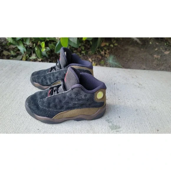 Nike Air Jordan 13 XIII Retro BT Olive Suede Toddler Shoes - Picture 2 of 7
